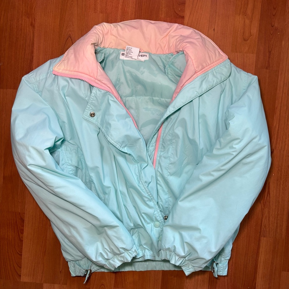Women’s Obermeyer Pastel Blue and Pink Vintage Ski Jacket ladies size 8